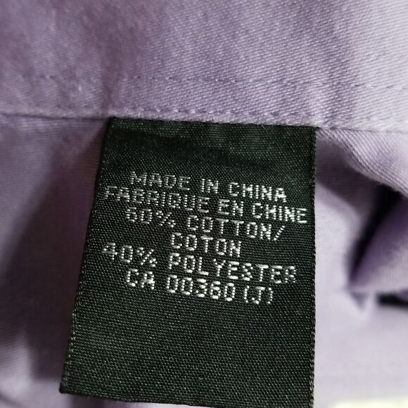 Bellissimo Shirt Men's 15 1/2 Button Down Long Sleeve Cotton Mauve Office Preppy - Picture 9 of 9